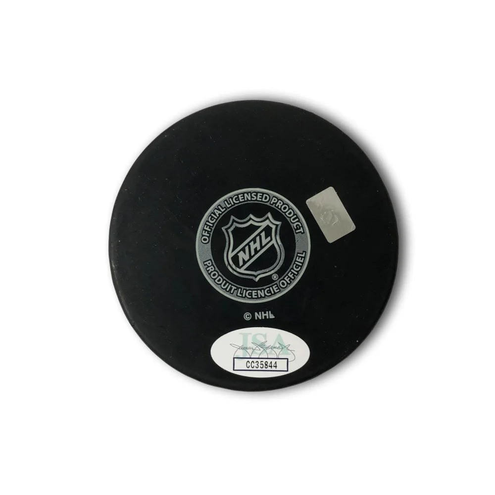 Authentic Marc Andre Fleury Signed Vegas Golden Knights Puck with Inscription - Includes Display Case & JSA COA - Perfect for Hockey Fans & Collectors - Great for Memorabilia Displays & Gifts