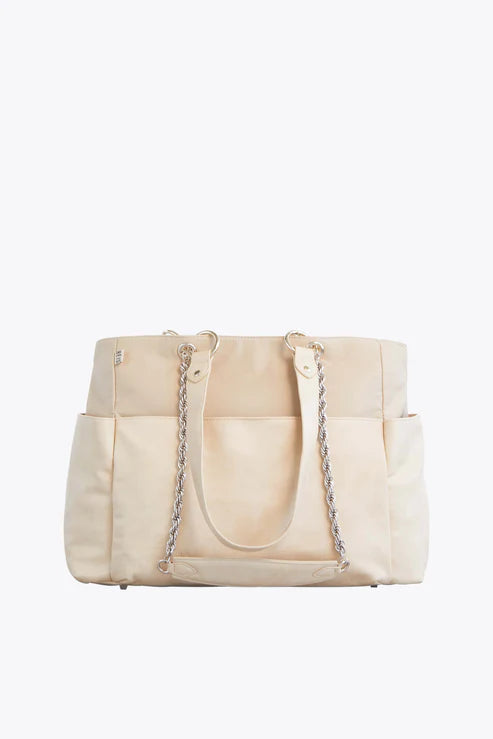 Premium Beige Diaper Bag for Moms - Large Waterproof Baby Bag with Insulated Bottle Pockets & Changing Pad - Perfect for Travel, Daycare & On-the-Go Parenting