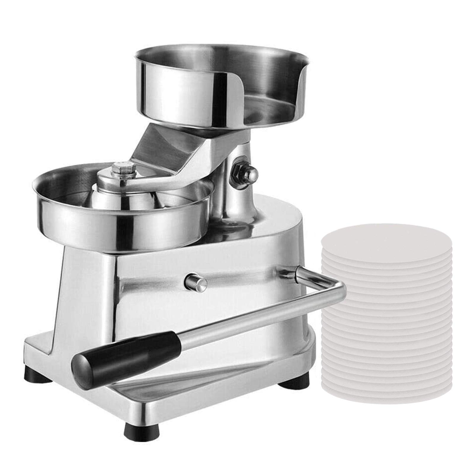 Commercial Hamburger Patty Press Maker - Heavy Duty Stainless Steel Burger Press Tool for Large Stuffed Burgers (Includes 500 Wax Papers) - Perfect for BBQ, Grill, Restaurants & Home Cooking