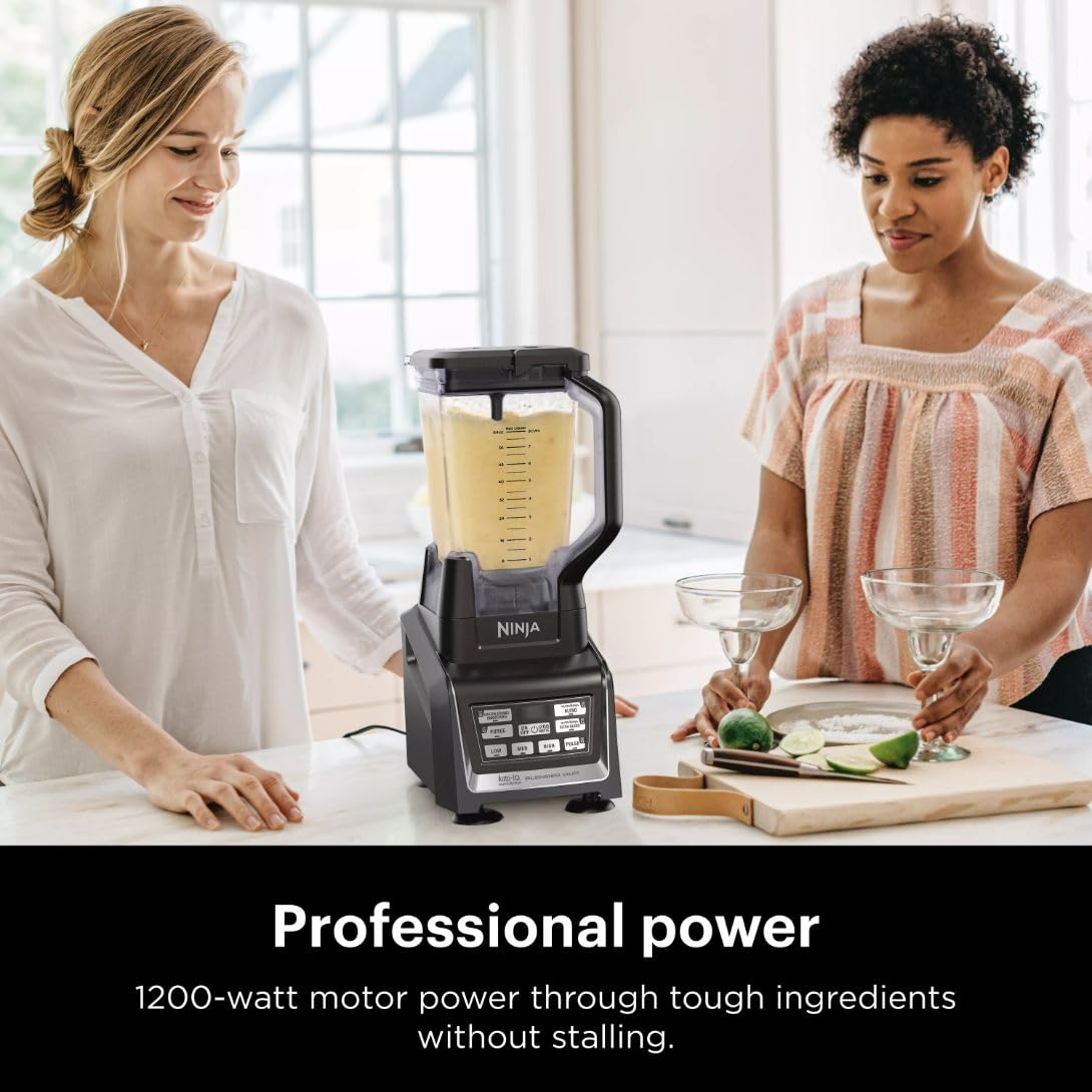 Ninja BL642 Nutri Ninja 1200W Auto-iQ Blender with 72oz Pitcher & To-Go Cups (18/24/32oz) - Perfect for Smoothies, Protein Shakes, Meal Prep & Frozen Drinks - Dishwasher Safe Countertop Blender for Home, Gym & Office Use - Black
