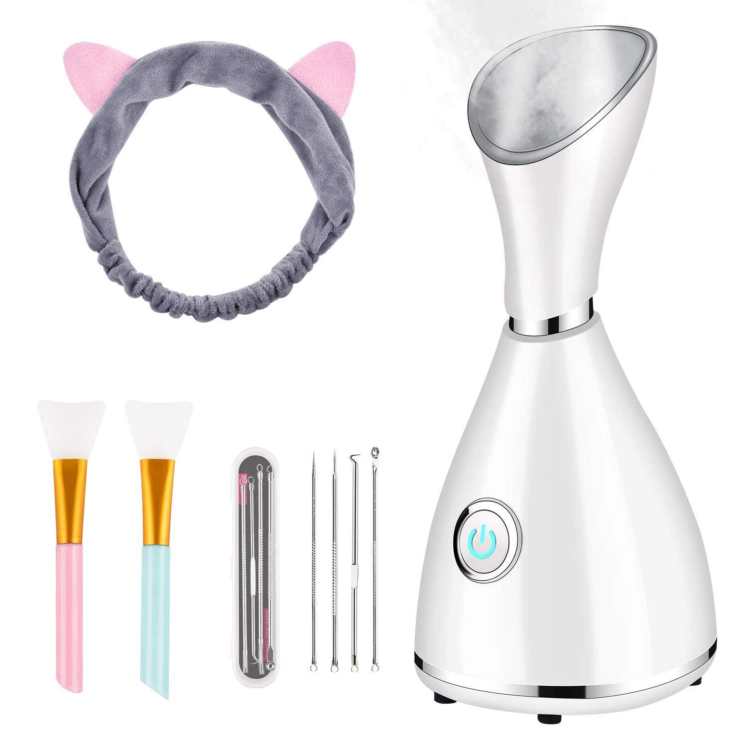Nano Ionic Facial Steamer for Deep Cleaning & Moisturizing - Home Spa & Blackhead Removal Kit for Glowing Skin