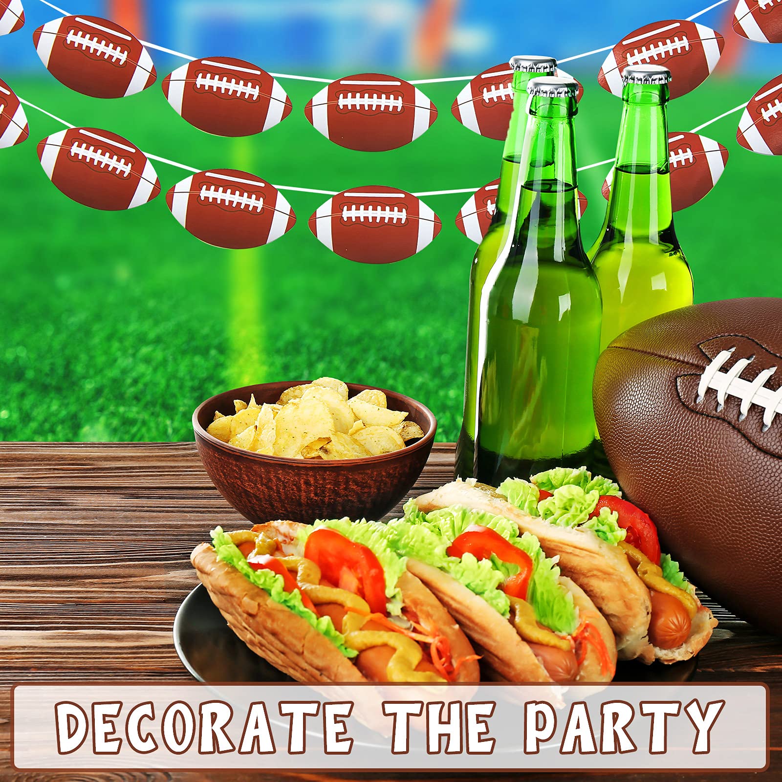4 Pcs Football Party Banner Decorations Set - Hanging Garland, Paper Cutouts for Birthday, Home & Classroom Decor - Perfect for Super Bowl Parties, Sports Fan Clubs & Game Day Celebrations