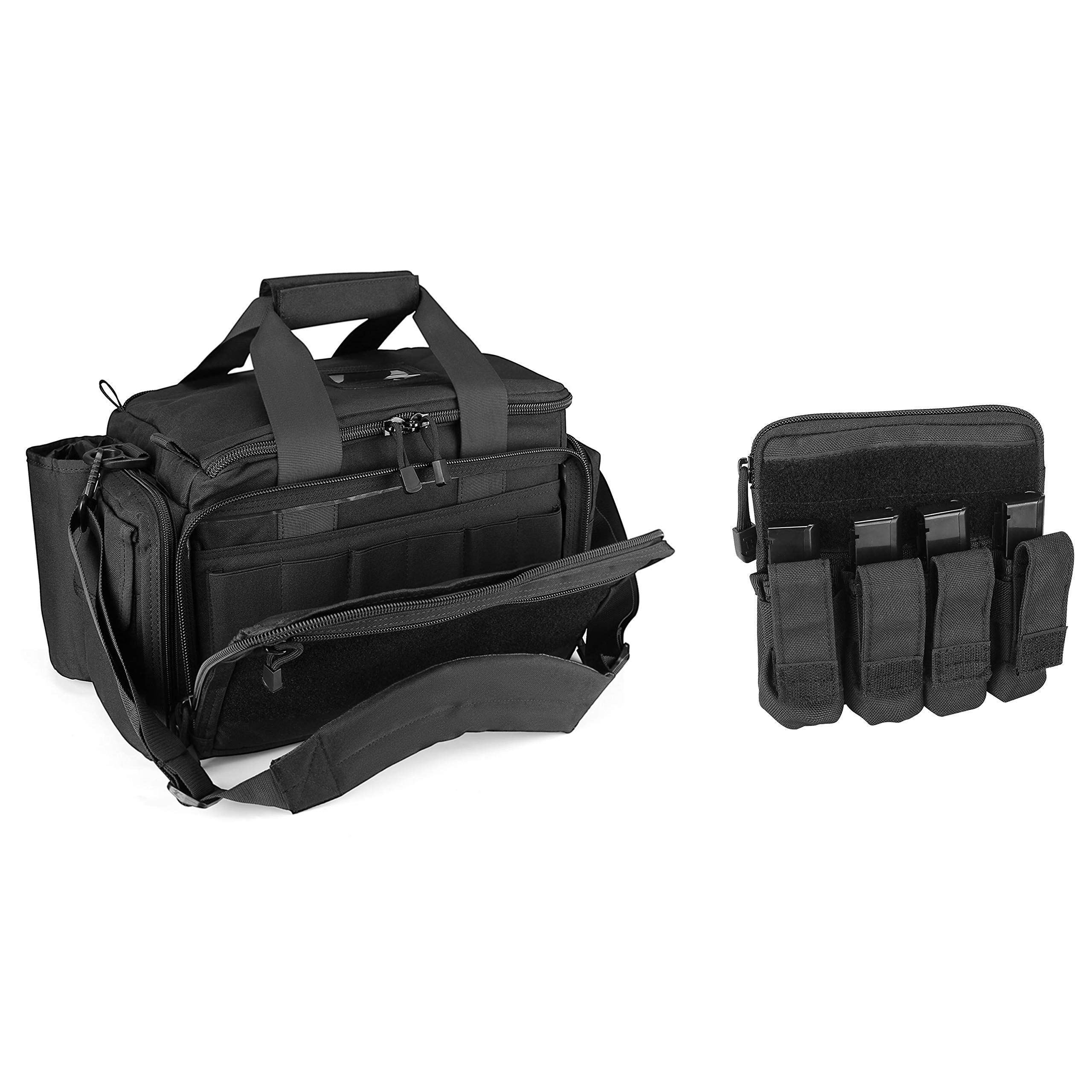 ProCase Tactical Gun Range Bag - Durable Shooting Duffle Bag with Pistol Mag Pouch for Firearm Training & Outdoor Hunting - Black | Perfect for Range Days, Competition & Tactical Gear Storage