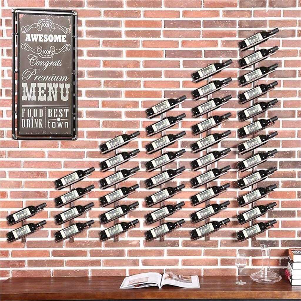 Wrought Iron Wall-Mounted Wine Rack with Stemware Holder - Floating Shelf for 4 Bottles & Glasses | Space-Saving Kitchen & Dining Room Storage Solution
