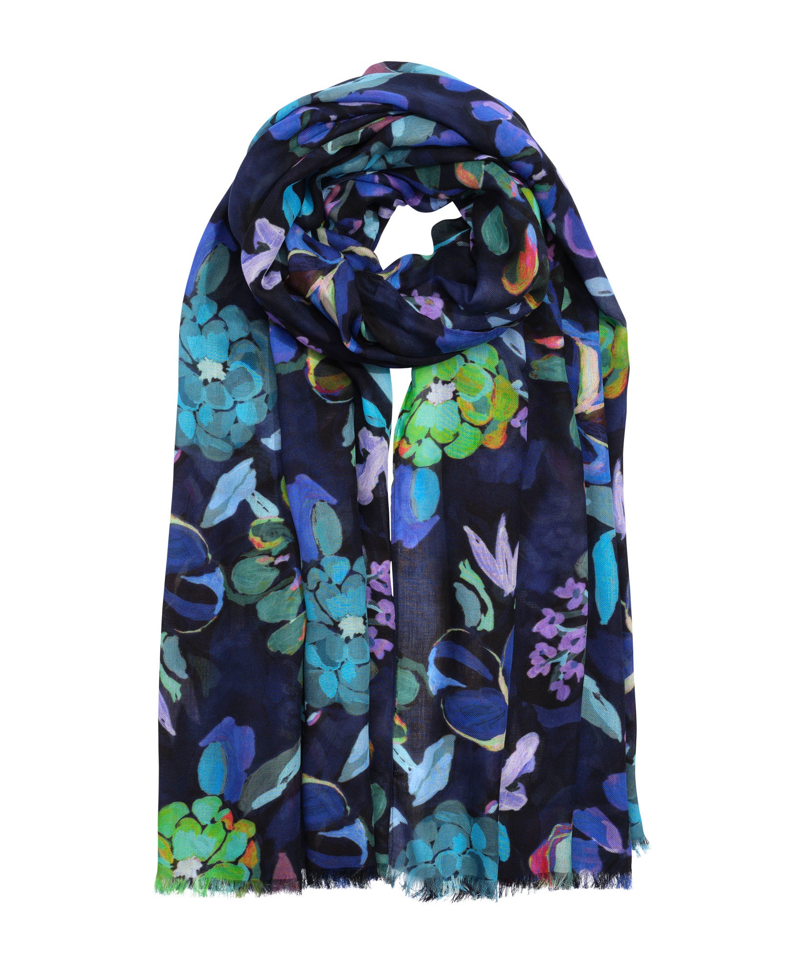 Happy Floral Wrap - Elegant Floral Print Fashion Scarf for Women, Lightweight & Soft Shawl for Spring & Summer Outfits, Perfect for Beach, Travel, and Casual Wear