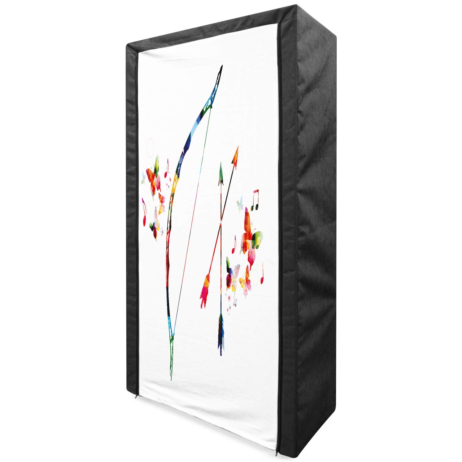 Ambesonne Modern Portable Fabric Wardrobe - Abstract Bow & Arrow with Butterflies Floral Print, 33.5