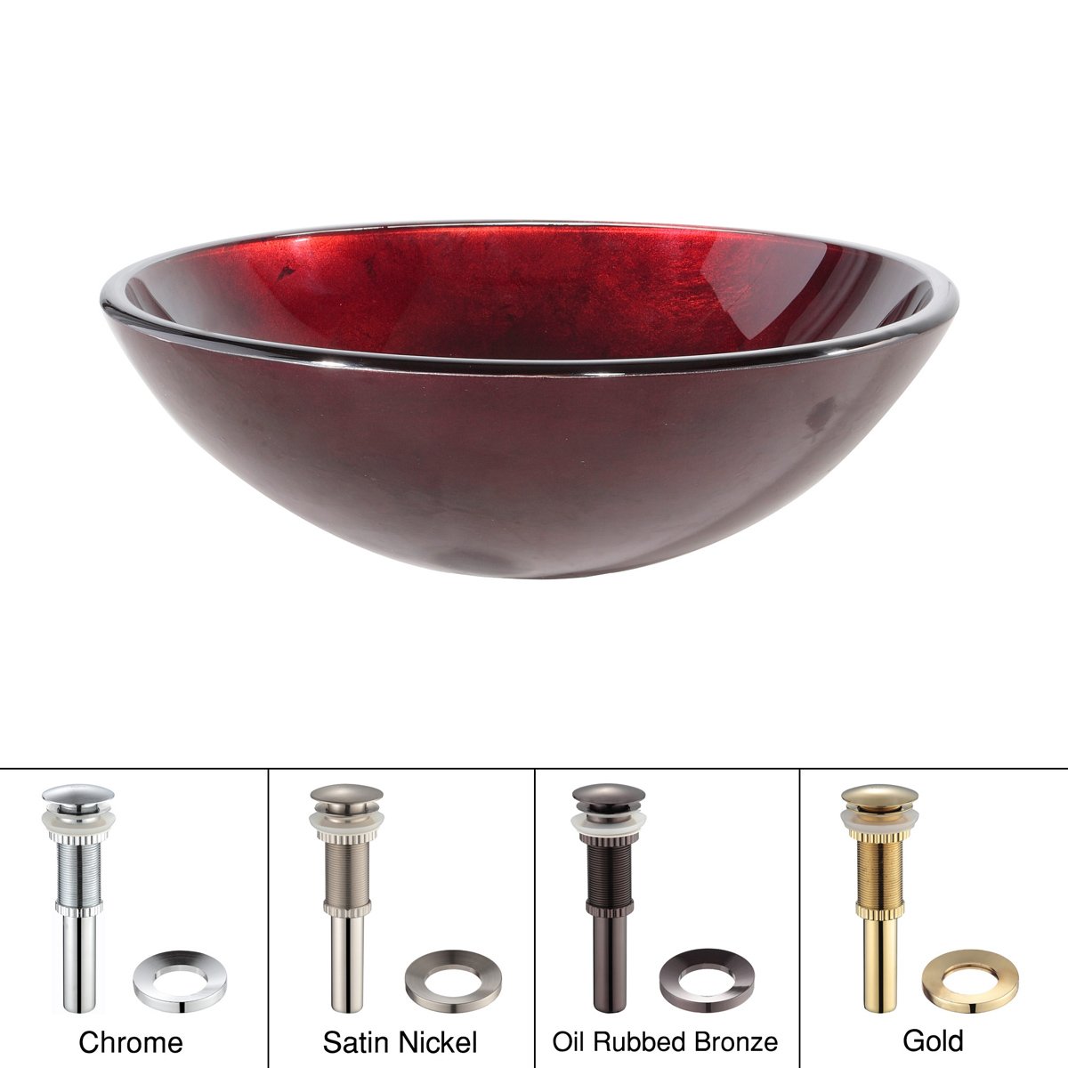 Premium Red Glass Vessel Bathroom Sink with Chrome Faucet - Modern Above Counter Basin for Powder Rooms, Master Baths & Luxury Vanities