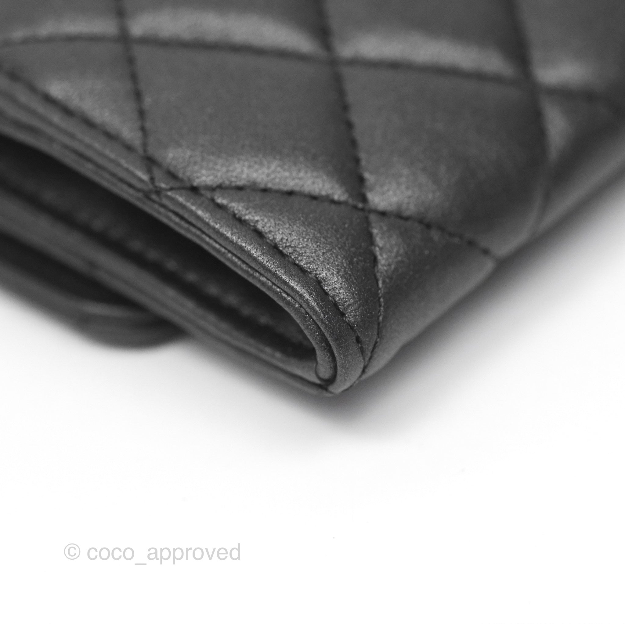 Chanel Classic Flap Card Holder - Quilted Iridescent So Black Leather Wallet for Women | Luxury Credit Card Case for Everyday Use & Special Occasions