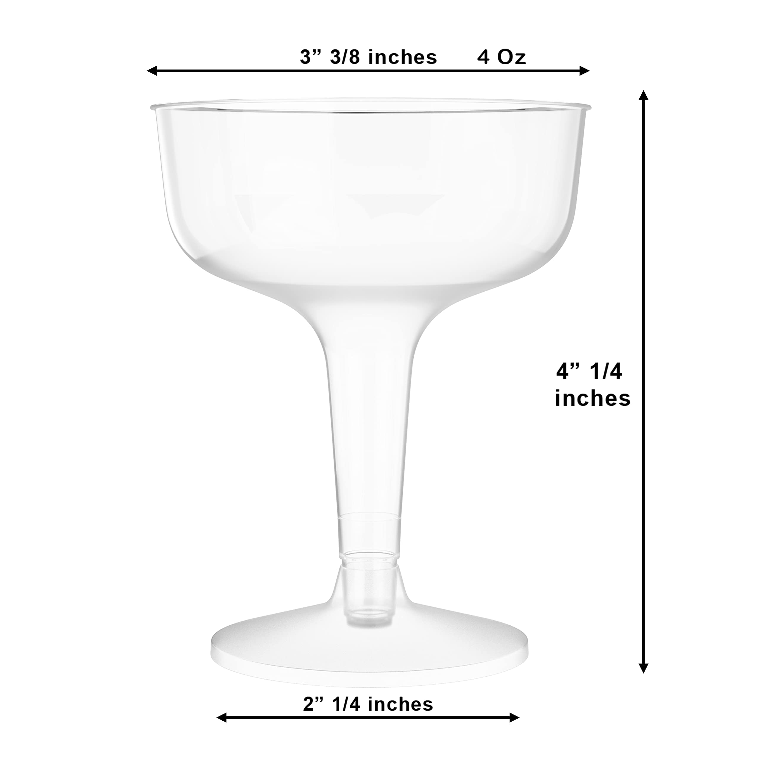 288-Pack 4oz Clear Plastic Champagne Coupe Glasses with Stem | Disposable Crystal Cups for Weddings, Birthdays, Parties & Events | Elegant Drinkware for Toasts, Celebrations & Cocktail Receptions