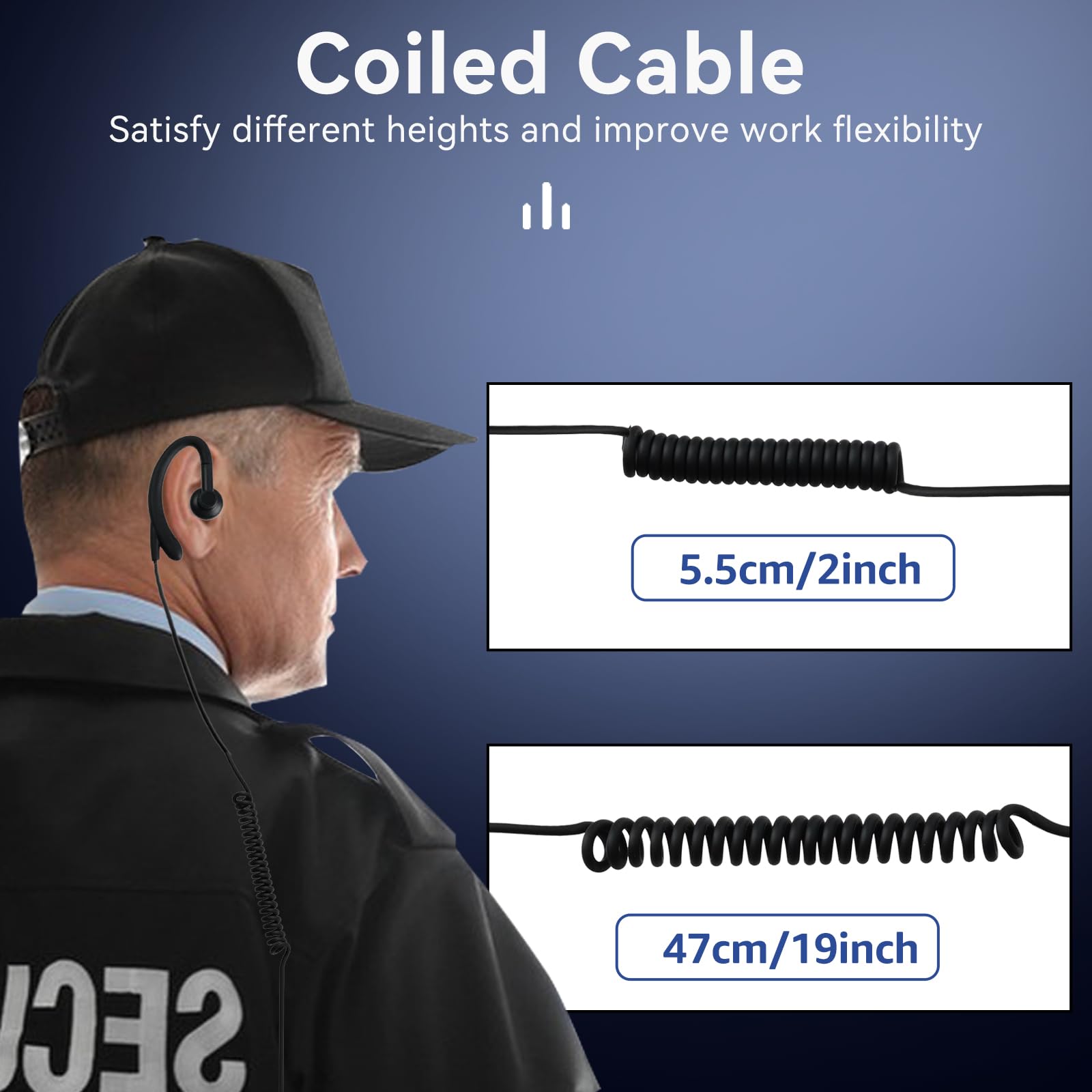 Retevis G-Shape 2-Pin Security Radio Earpiece with PTT Microphone - Compatible with RT24, RT27 & Kenwood Two-Way Radios (1 Pack) - Ideal for Security Guards, Event Staff & Construction Workers