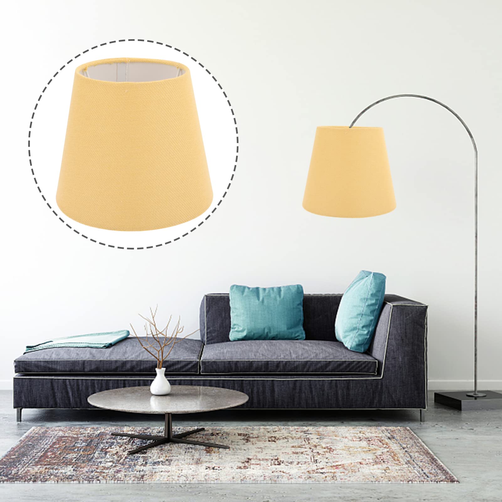 Modern Drum Lamp Shade - Yellow E14 Fitting for Table, Bedside & Floor Lamps - Perfect for Living Room, Bedroom & Office Lighting Decor