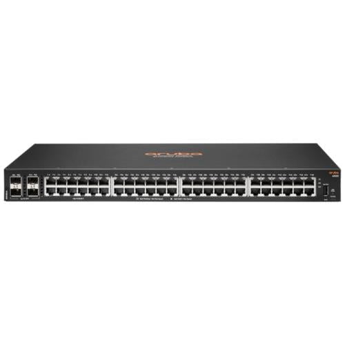 Aruba 6000 48G 4SFP Switch - 48 Port Gigabit Ethernet Managed Switch with 4 SFP Slots, Layer 3 Support, Rack-Mountable for Data Centers & Enterprise Networks | 10/100/1000Base-T, 1000Base-X, Fiber & Twisted Pair Connectivity | 1U High, Low Power Consumption (44.20W)