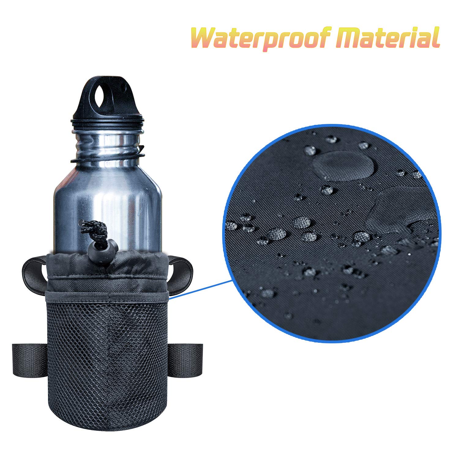 UCEDER 4 Pack Bike Handlebar Cup Holder - Adjustable Water Bottle Holder with Mesh Pocket & Buckle for Cycling, Hiking & Outdoor Sports (6.3