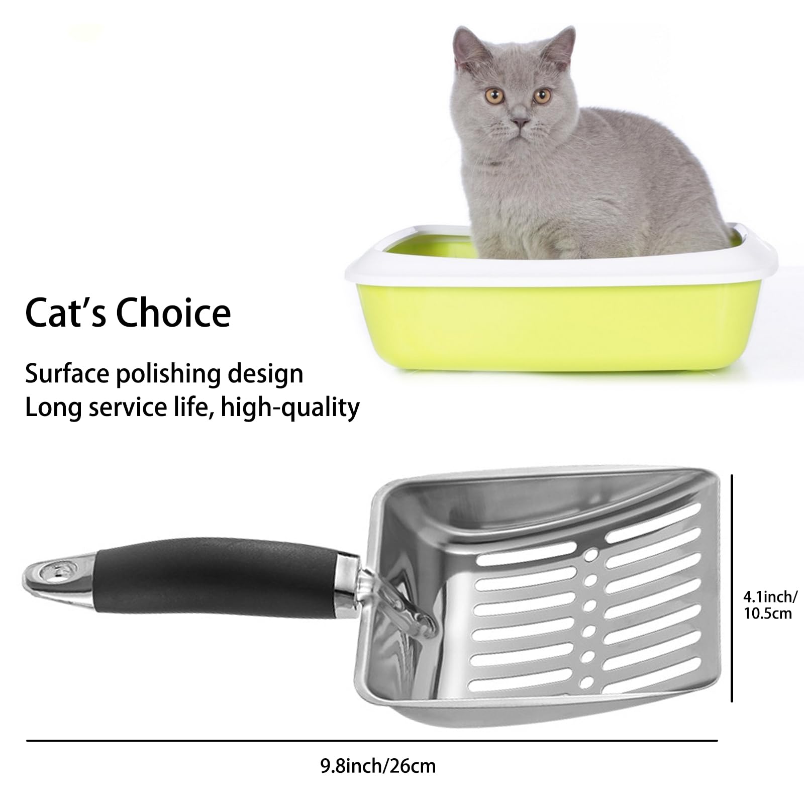 Durable Aluminum Cat Litter Scoop with Long Handle - Perfect for Easy Litter Box Cleaning
