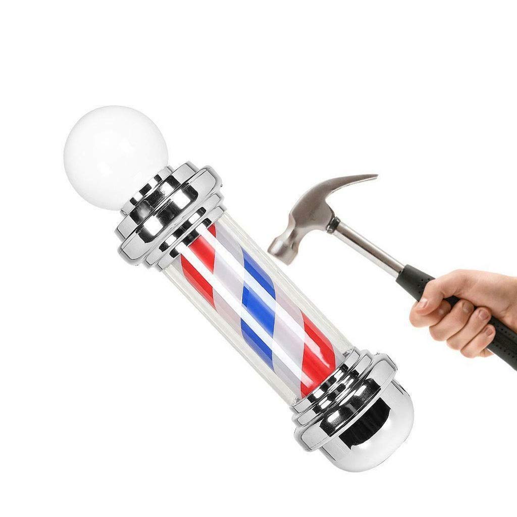 KAUTO Waterproof Rotating LED Barber Pole Light - Wall Mounted Salon Hair Sign for Outdoor Use, Black | Perfect for Barber Shops, Hair Salons & Vintage Decor