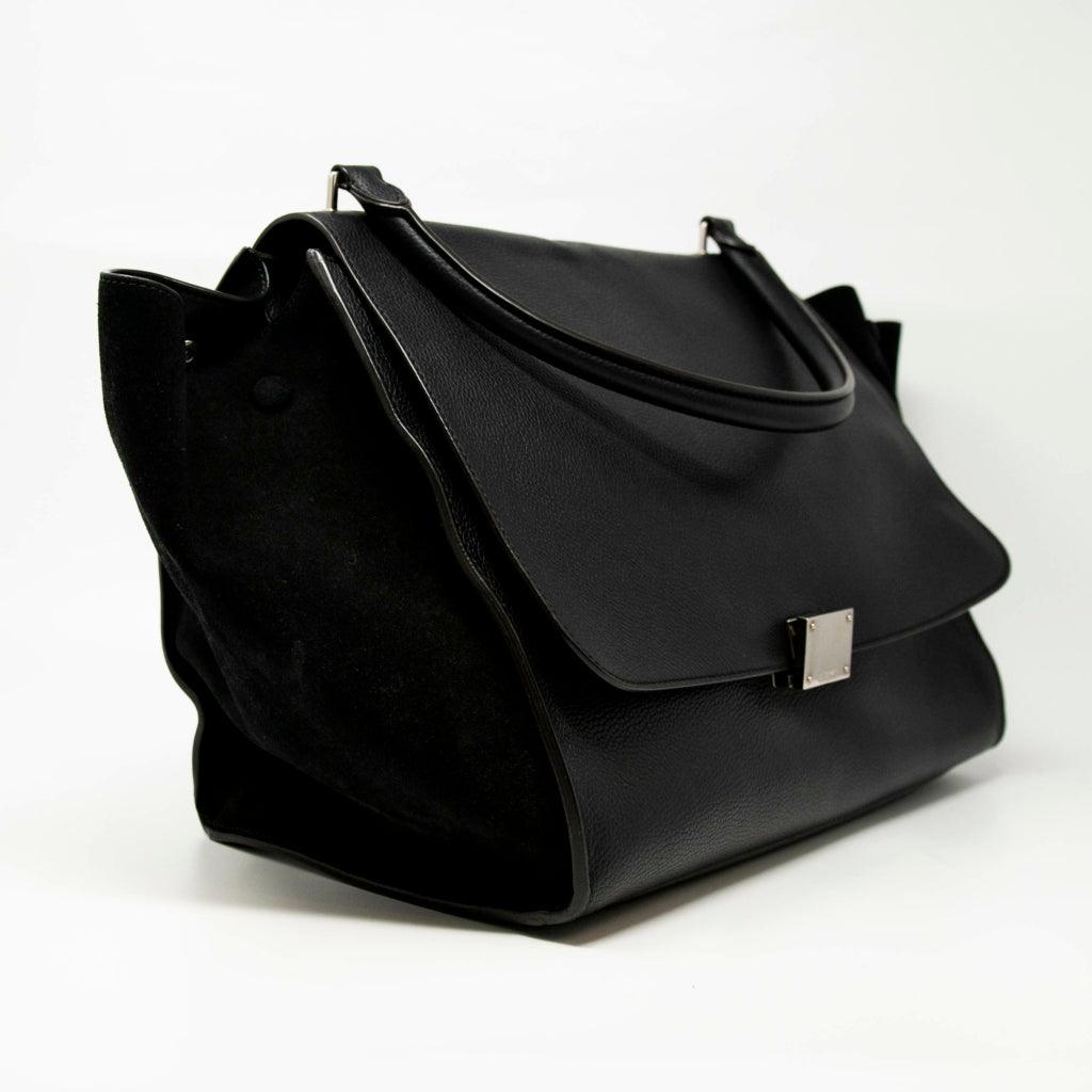 Celine Black Large Trapeze Handbag for Women - Luxury Leather Shoulder Bag & Crossbody Purse - Perfect for Work, Travel & Evening Events