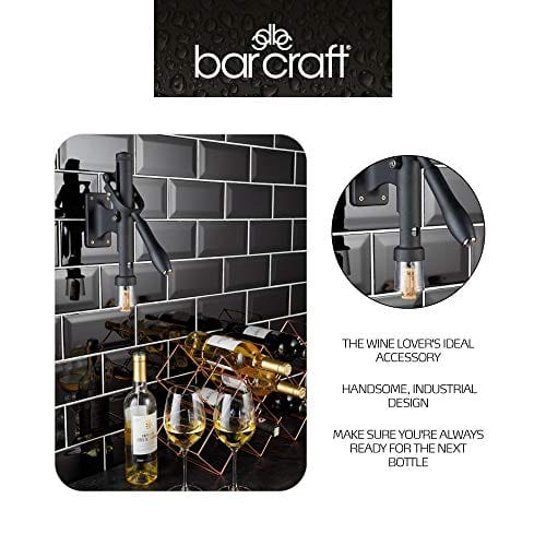 BarCraft Deluxe Wall Mounted Corkscrew Bottle Opener - Heavy Duty Metal Wine & Beer Opener with Rustproof Coating - 12.5 x 2.5 x 10.5 Inches - Black - Perfect for Kitchen, Bar, Restaurant & Home Decor