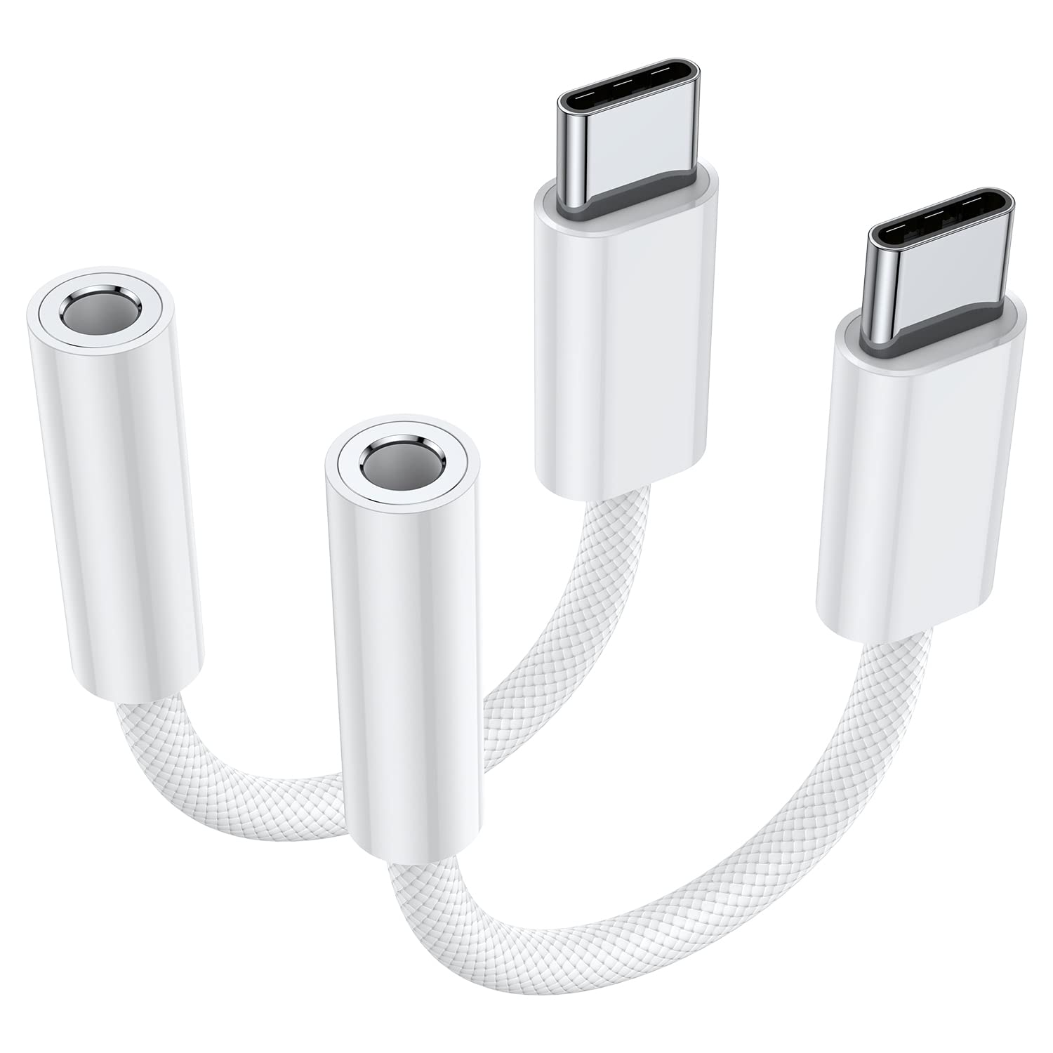 JXMOX USB C to 3.5mm Headphone Jack Adapter (2-Pack) - USB Type C to Aux Audio Dongle for iPhone 16/15 Pro Max, Samsung Galaxy S23/S24 Ultra, Note 20, iPad Pro, MacBook & Pixel XL - Perfect for Music, Gaming & Hands-Free Calling
