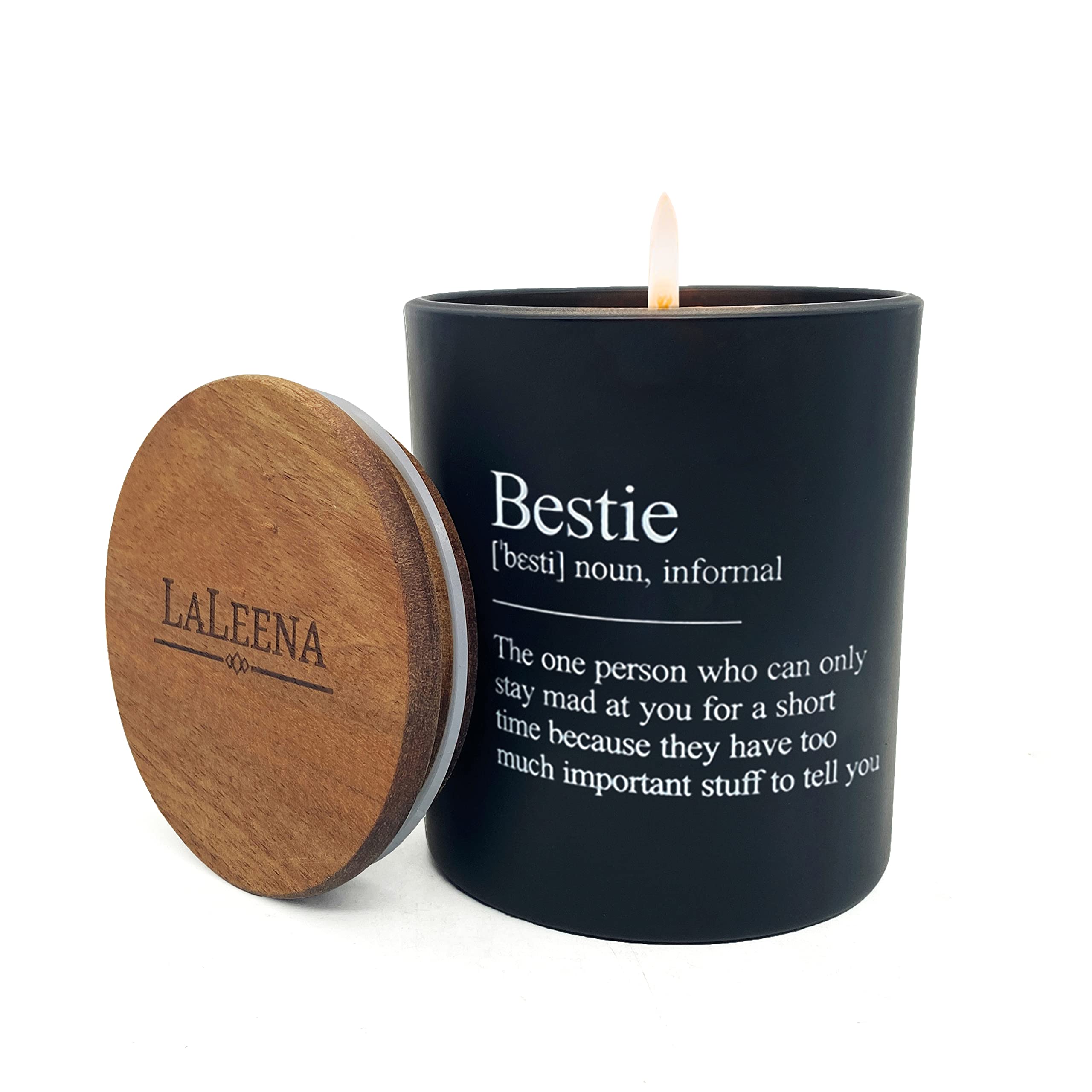 LaLeena Bestie Lavender Scented Candle - 14oz Large Friendship Gift for Women, Funny Home Decor Candles - Perfect Birthday Present for Best Friends, Roommates & Coworkers (Great for Relaxation, Spa Nights & Gift Exchanges)