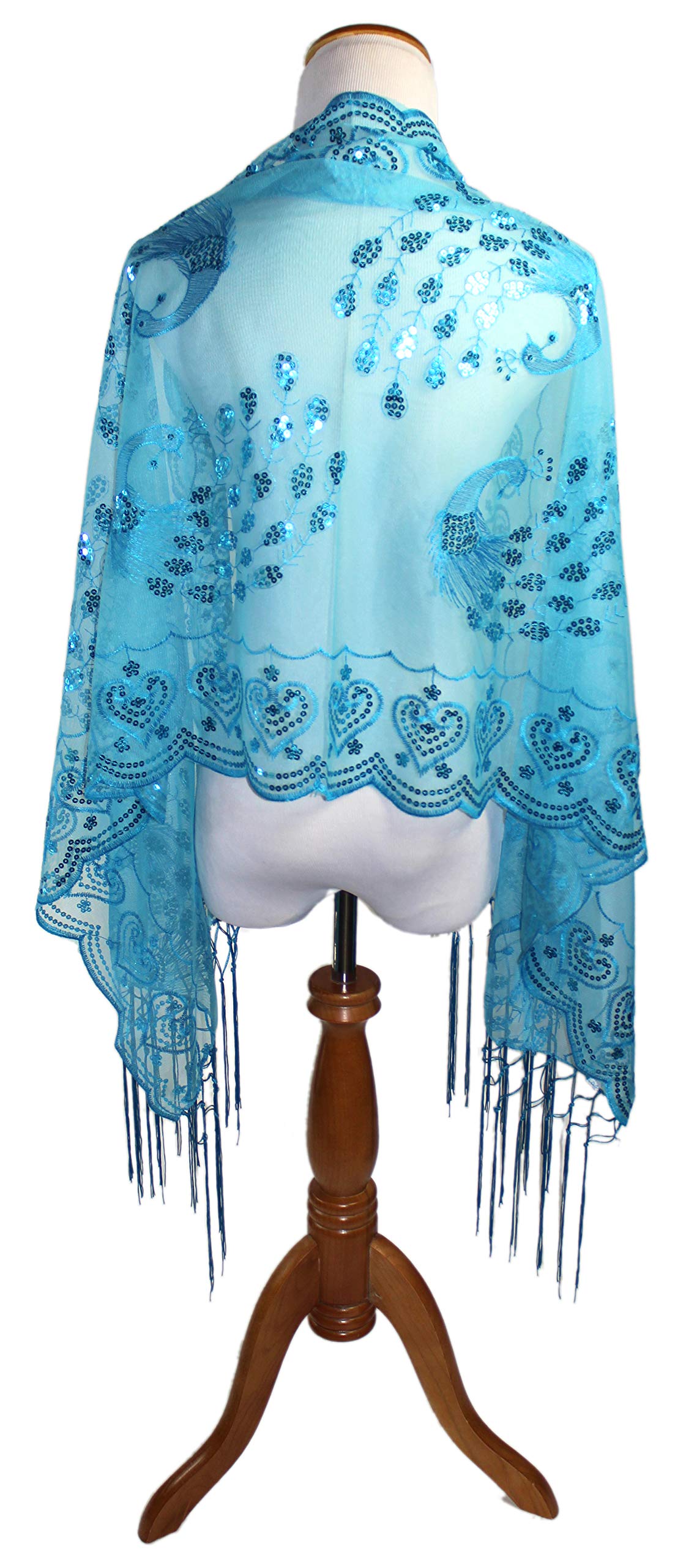 Ted & Jack - Sequin and Lace Peacock Patterned Party Wrap - Elegant Evening Wear for Women's Cocktail Parties, Proms, and Special Occasions