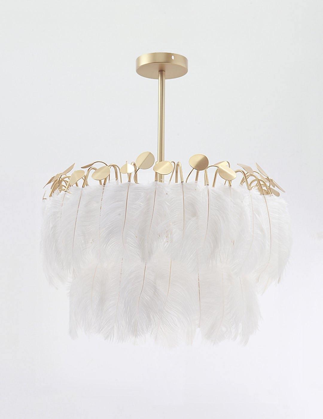 Feather Pendant Lamp - Handmade Bohemian Style Ceiling Light Fixture for Living Room, Bedroom, Dining Room & Kitchen Decor