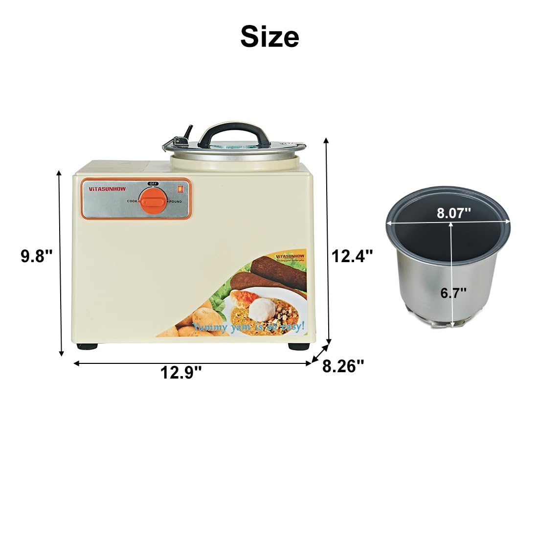 Electric Yam Pounding Machine - 3.6L Capacity for Boiling & Pounding Yam, Cassava Fufu, Plantain Fufu Effortlessly | Perfect for African Cuisine, Restaurants & Home Cooking