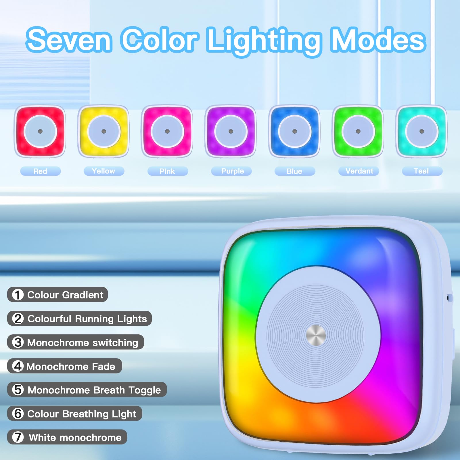 Mini Sticker Printer with 6 Rolls Paper - Portable Thermal Label Maker for DIY Scrapbooking, Travel Journaling, Note Taking & Memos - 7 Color LED Light Modes - iOS & Android Compatible - Perfect for Home Office, School Projects & Gift Giving