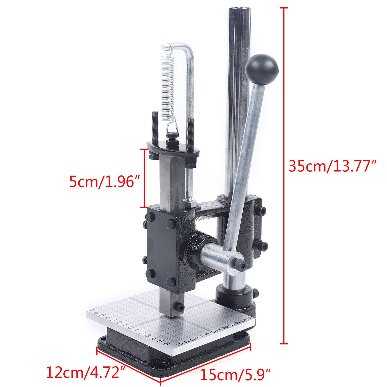 Professional Leather Imprinting Machine - Manual Hole Punch Press, DIY Leather Craft Tool for Cutting, Embossing & Stitching (Includes PP Plate + Aluminum Plate with Scale) - Perfect for Leatherworking, Bookbinding, DIY Crafts & Leather Repair Projects
