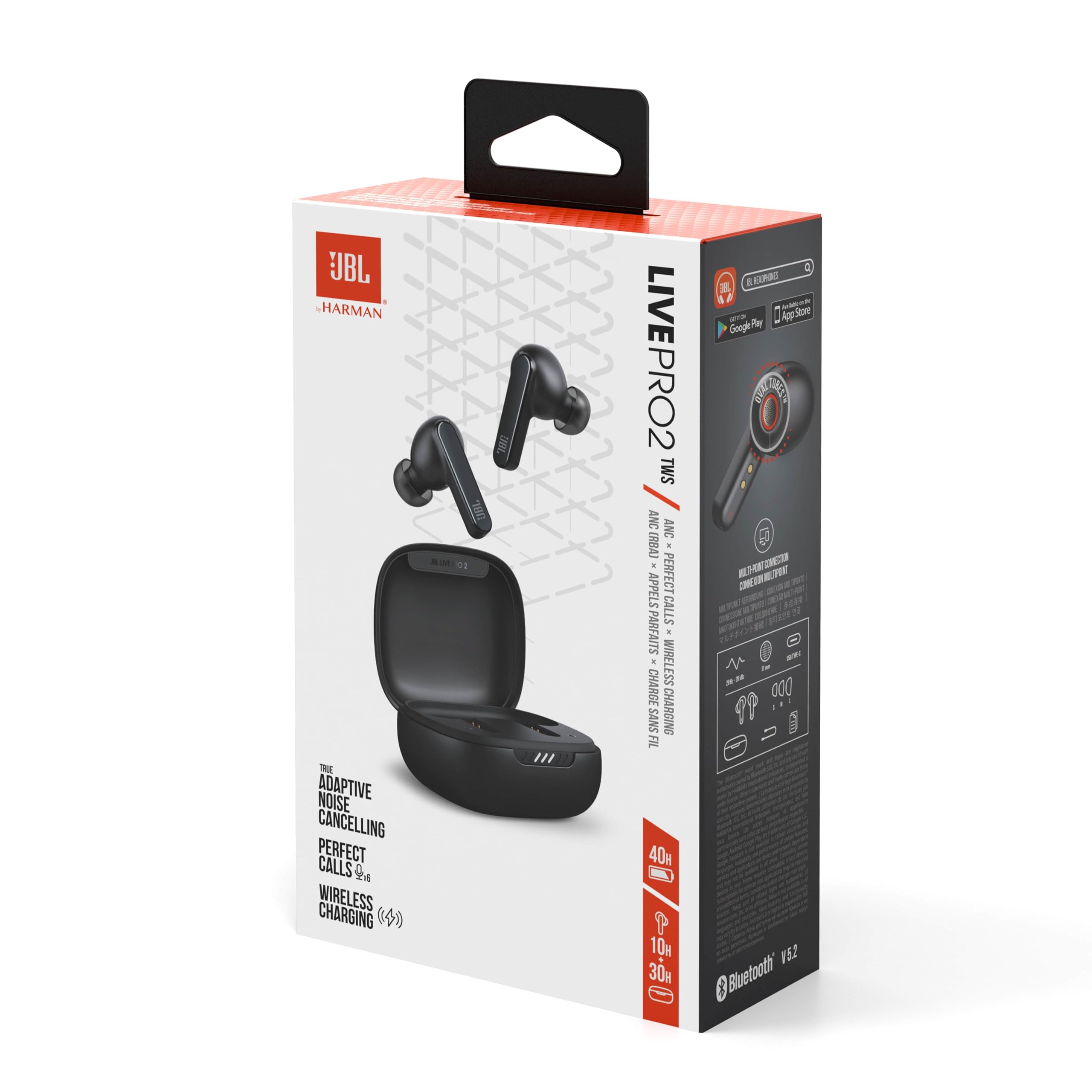JBL Live Pro 2 TWS Wireless Bluetooth Earbuds with Active Noise Cancelling, IPX5 Waterproof, 40H Battery Life - Black | Perfect for Gym, Travel & Workout