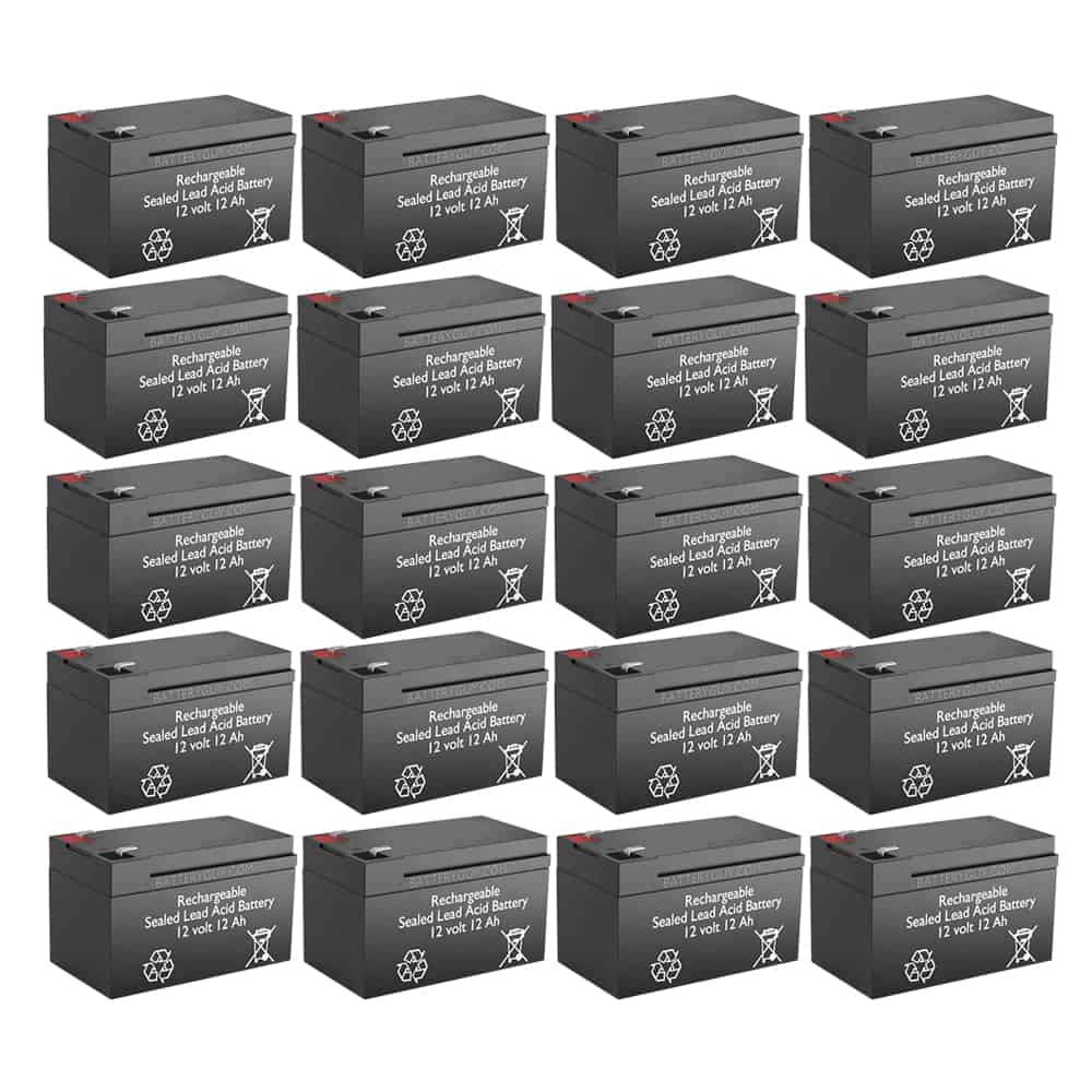 BC-12120 12V 12Ah SLA Replacement Battery (Rechargeable) - Pack of 20 - Compatible with Power Wheels, Emergency Lights & Security Systems
