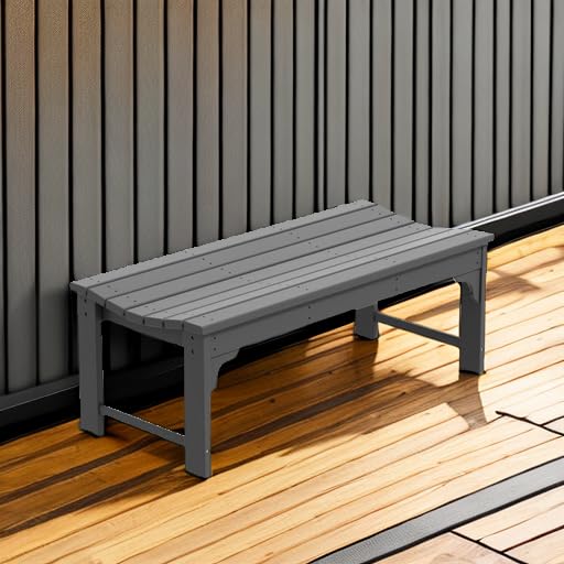 WestinTrends Malibu Outdoor Bench - All-Weather Resistant Poly Lumber Backless Patio Garden Bench with Adirondack Curved Design for Maximum Comfort (Gray) - Perfect for Poolside, Garden, Deck, and Outdoor Relaxation