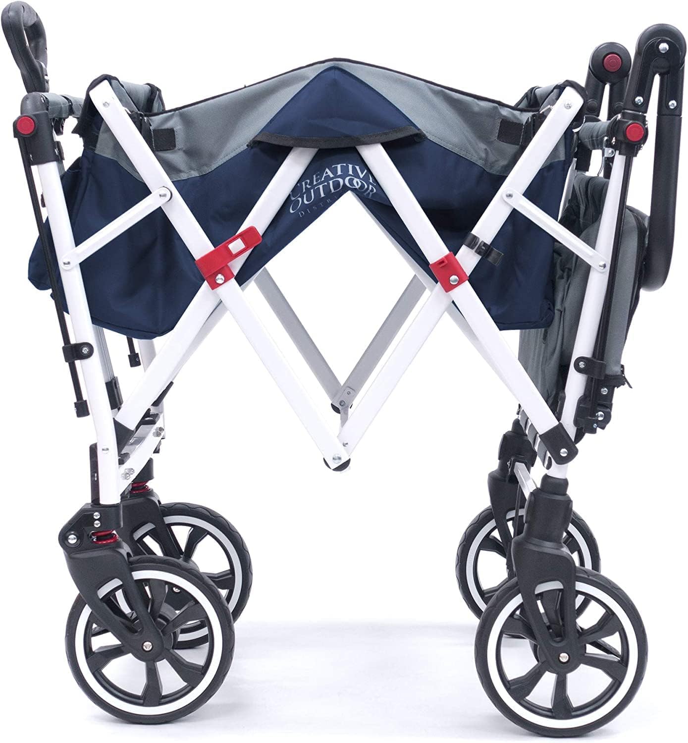 Best Collapsible Outdoor Wagon for Kids - Push Pull Stroller with Canopy, Foldable Cart for Beach, Park, Garden & Tailgate (Navy Blue & Grey) - Perfect for Family Outings, Picnics & Outdoor Adventures