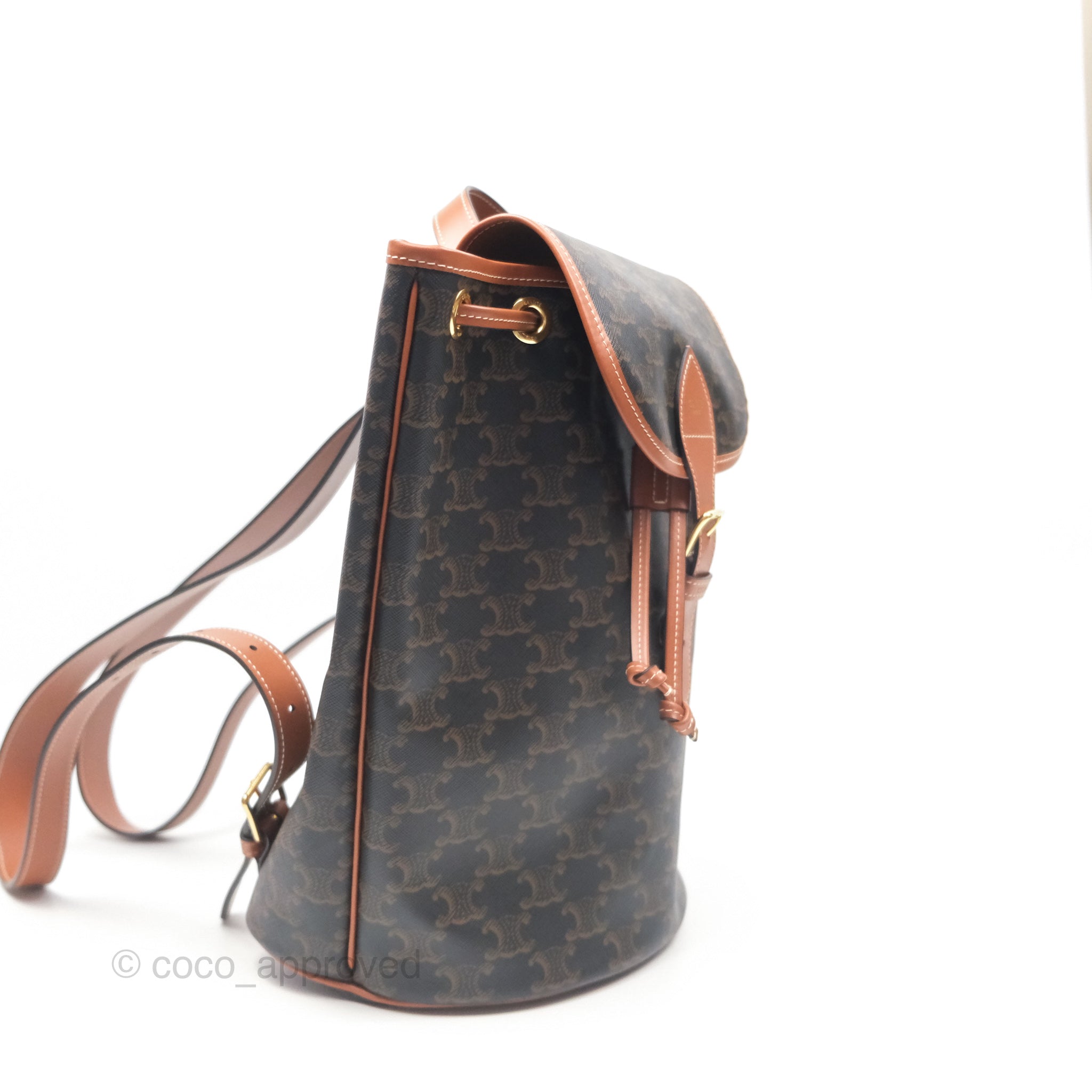 Celine Medium Folco Backpack in Triomphe Canvas & Calfskin Leather - Stylish Designer Backpack for Women, Work, Travel & Everyday Use