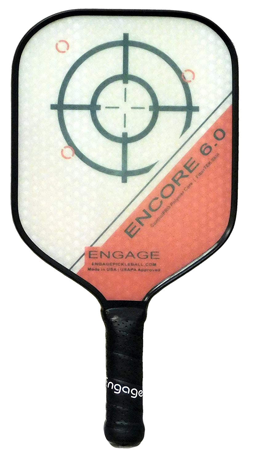 Engage Encore 6.0 Pickleball Paddle - USAPA Approved with Textured FiberTEK Fiberglass Face & ControlPRO II Polymer Core for Enhanced Control - Perfect for Competitive Play and Recreational Games