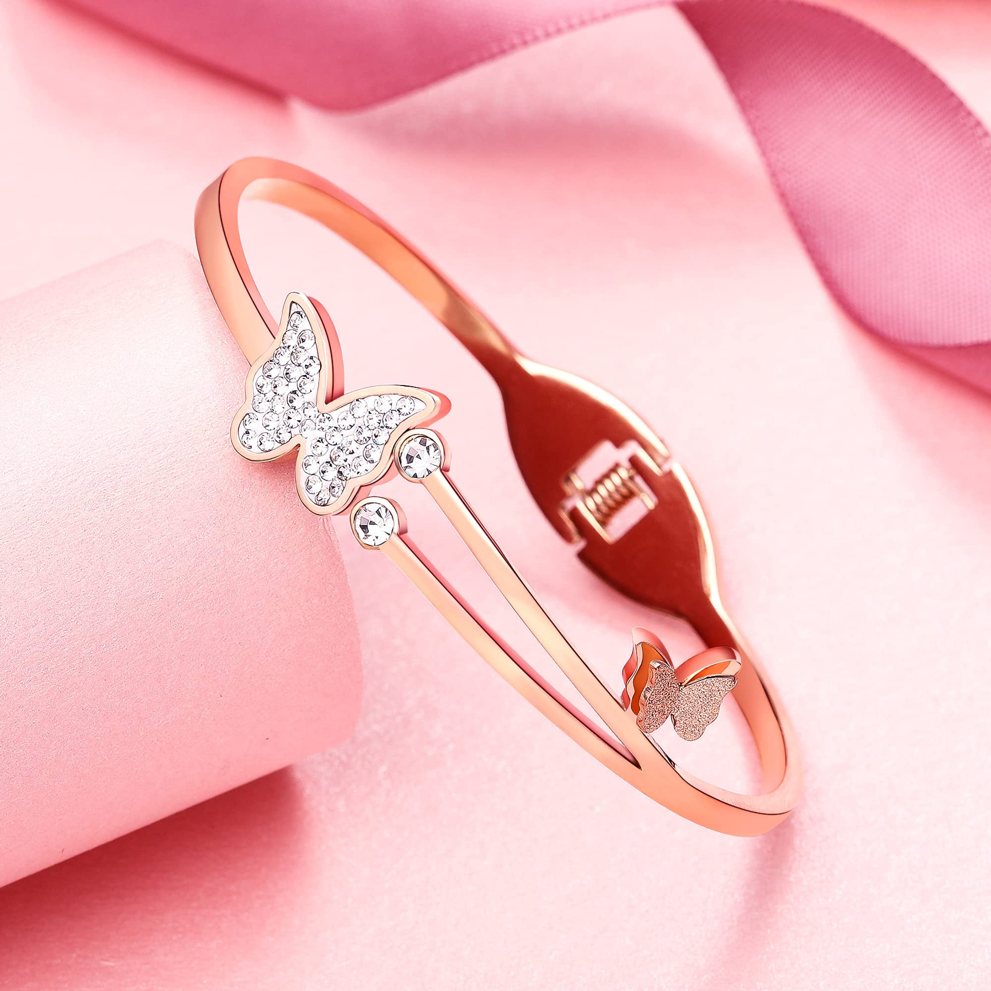 Rose Gold Cuff Bracelets for Women - Elegant Jewelry Gift for Birthday, Mother's Day, Anniversary | Perfect for Mom, Wife, Daughter, Sister & Friends | Great for Parties, Weddings & Everyday Wear
