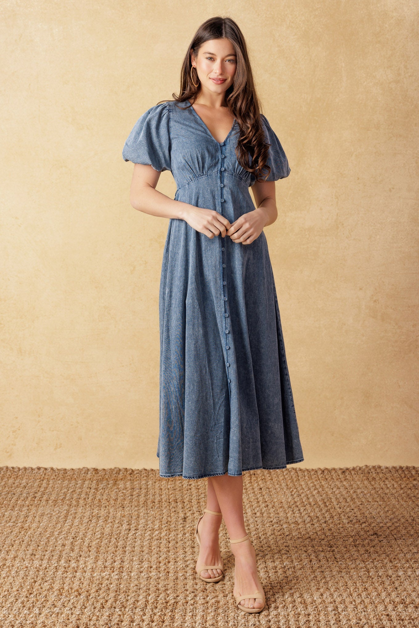 Forever Mine Lightweight Denim Midi Dress for Women - Casual Summer Outfit, Beach Wear & Boho Style Fashion