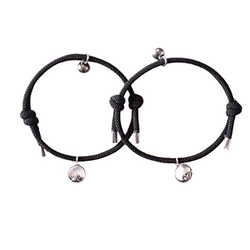 Narutosak Adjustable Braided Rope Bracelets for Women & Girls - 2Pcs Matching Couple Bracelets, Unisex Fashion Jewelry for Dating, Anniversary & Romantic Gifts