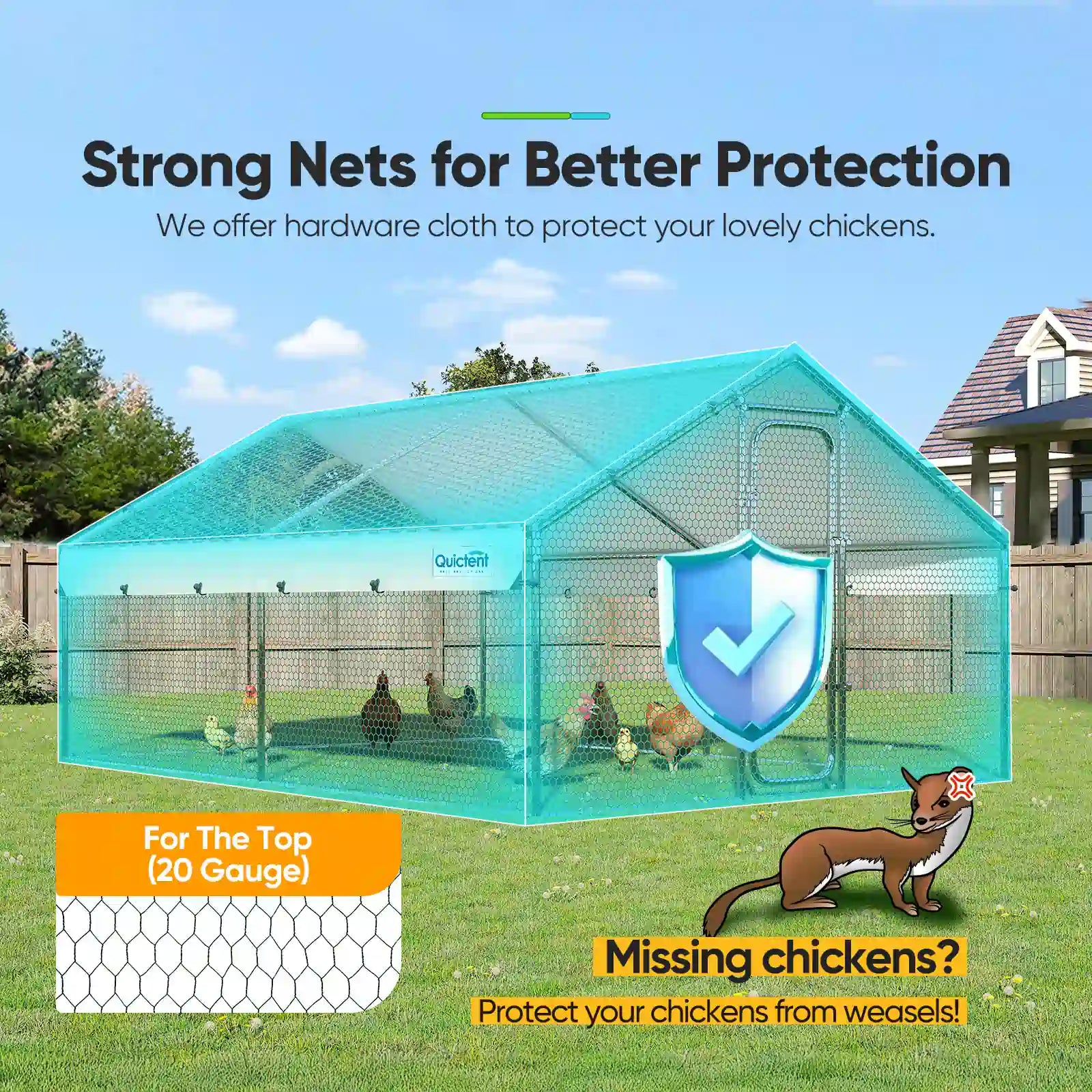 Large Metal Chicken Coop Run - Durable Outdoor Poultry Pen for Hens & Roosters - Perfect for Backyard Farming & Free Range Chicken Keeping