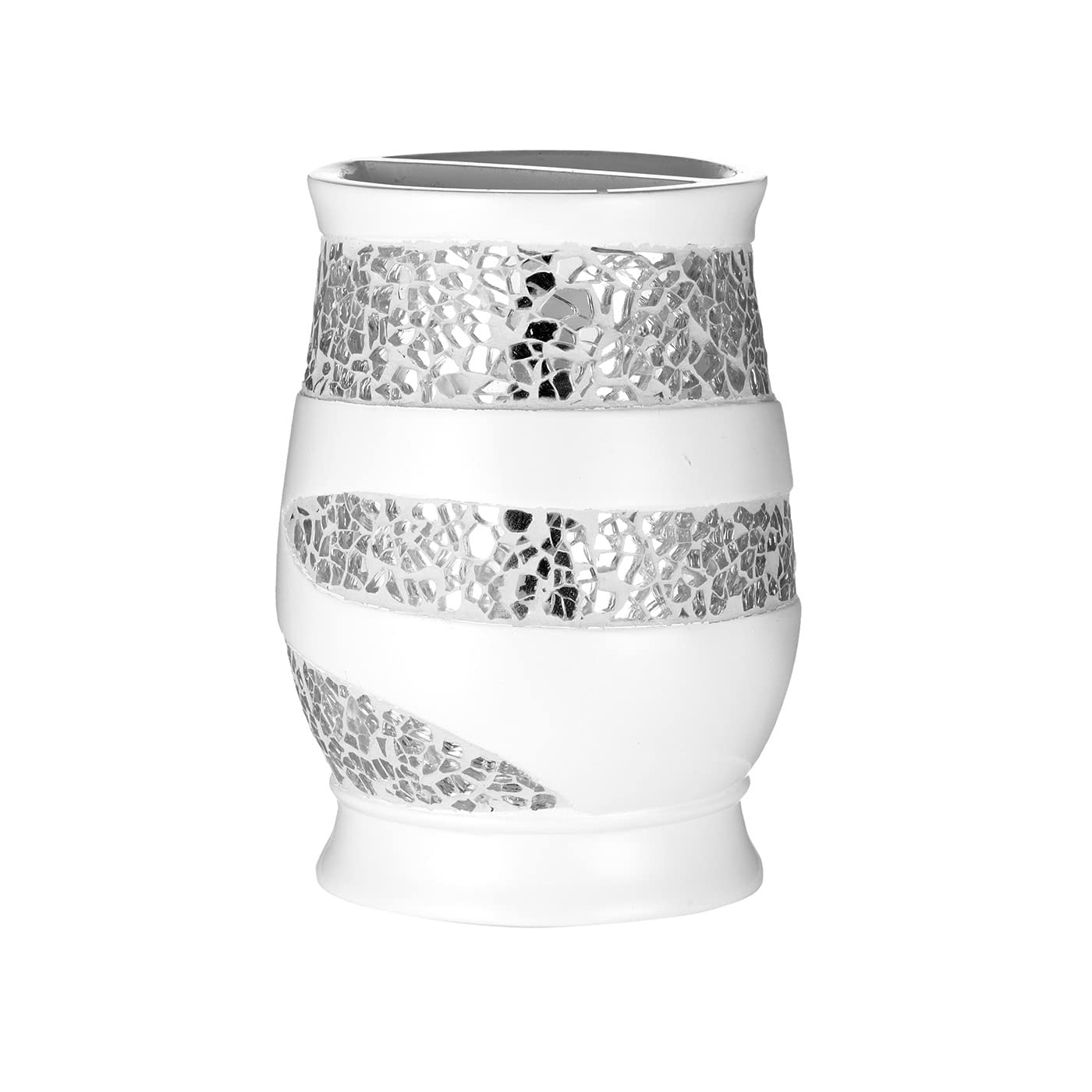 Premium 5-Piece Bathroom Accessory Set - Soap Dispenser, Toothbrush Holder, Tumbler, Waste Bin & Tissue Box (White) | Modern Bathroom Organization for Home & Hotel Use