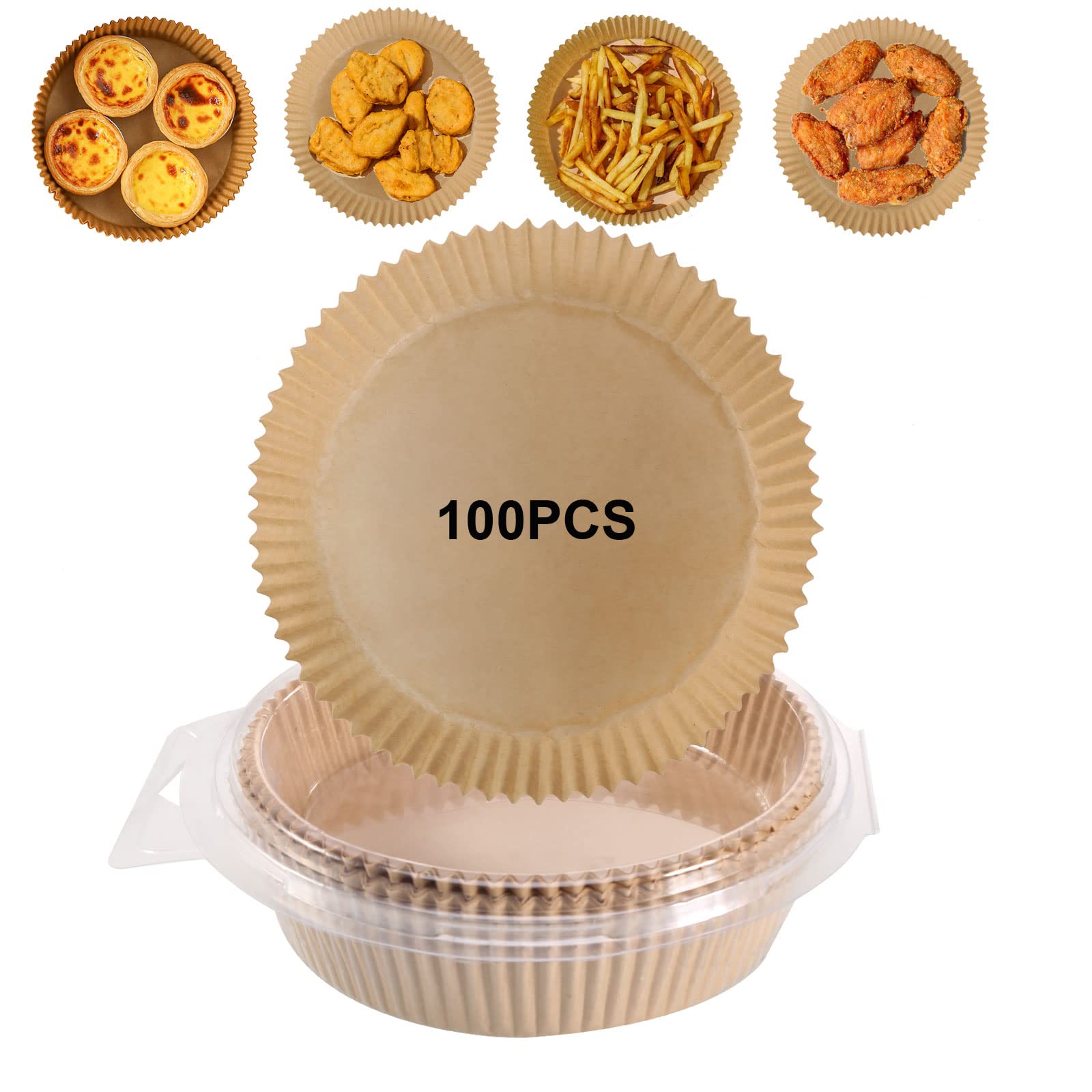 100PCS Disposable Air Fryer Paper Liners - 6.3 Inch Round Non-Stick Baking Sheets for Air Fryer, Oven & Frying Pan | Oil & Water Proof | Food Grade Safe | Perfect for Roasting, Baking & Frying | Easy Cleanup & Healthy Cooking