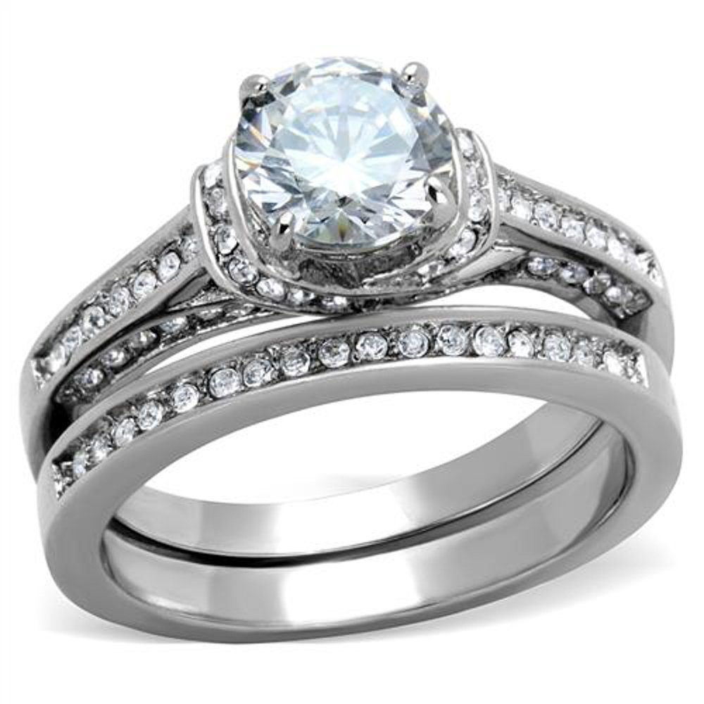 His & Her Stainless Steel Wedding Rings Set with Titanium Band for Couples