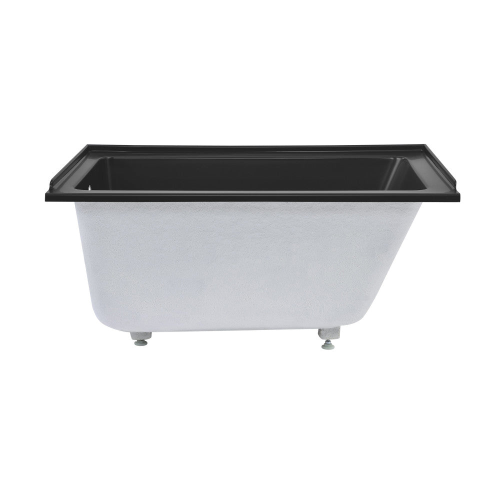 Voltaire 48 x 32 Left Hand Drain Alcove Bathtub in Matte Black - Freestanding Soaking Tub for Small Bathrooms, Modern Matte Black Finish, Perfect for Apartments and Master Baths