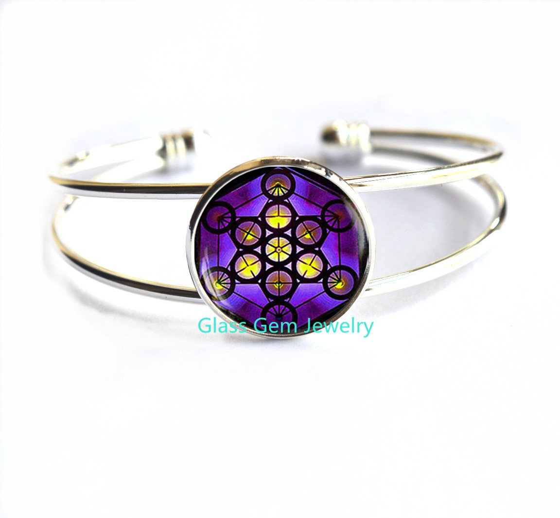 Metatron's Cube Bracelet for Men - Sacred Geometry Jewelry, Spiritual Healing Bracelet, Stainless Steel Geometric Bangle - Perfect for Meditation, Yoga & Energy Protection