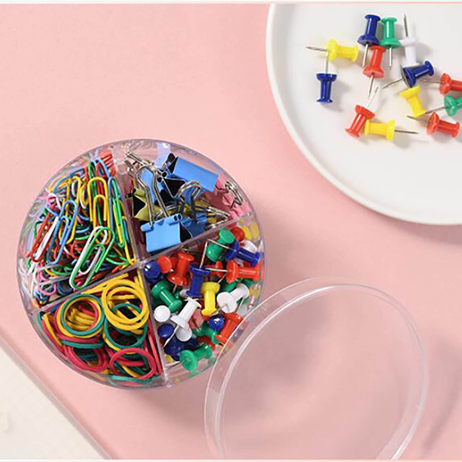 Office Supplies Paper Clips, Binder Clips, Push Pins, Rubber Bands & Tacks for School, Home & Office Organization