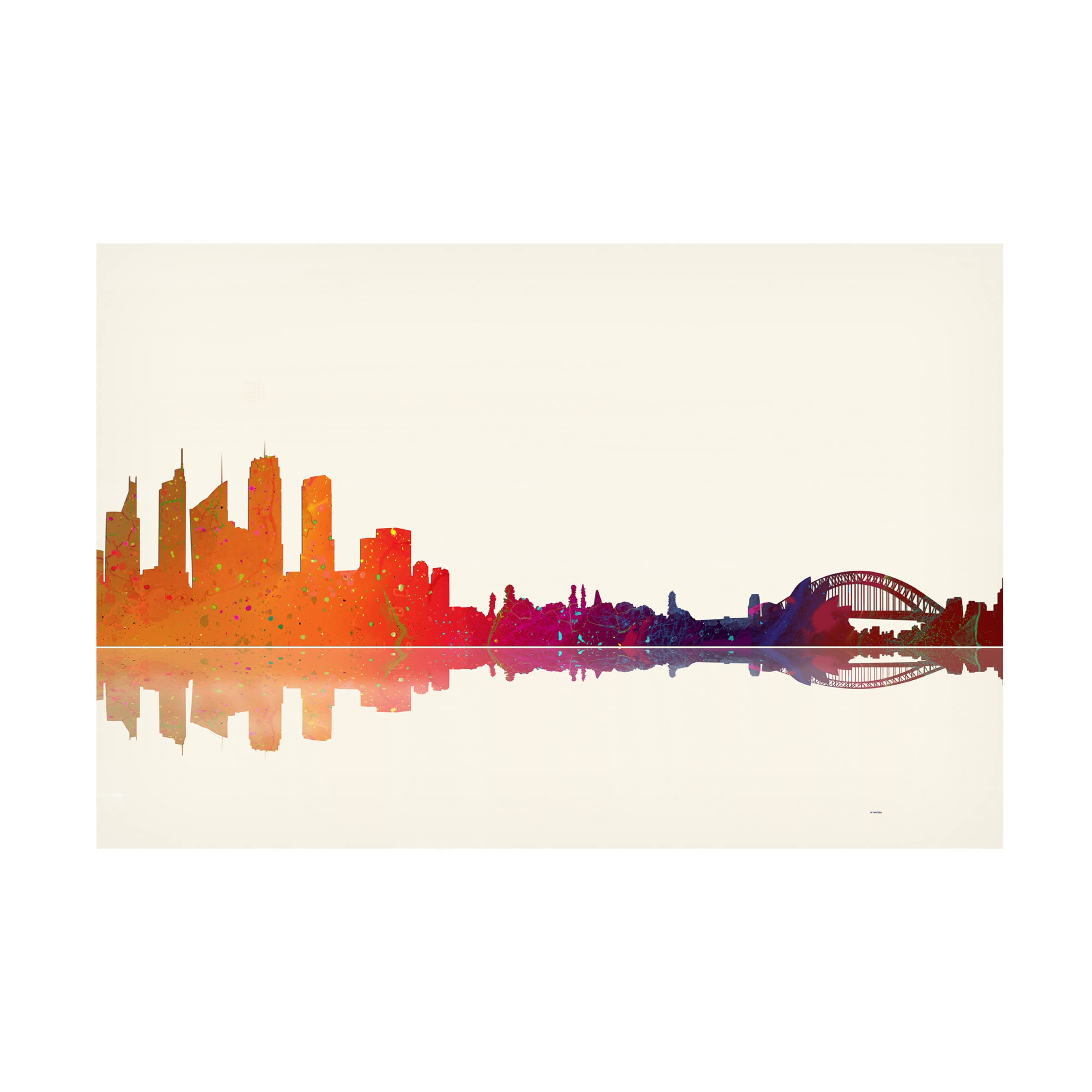 Trademark Fine Art 'Sydney NSW Skyline 2' Canvas Wall Art by Marlene Watson - 16x24 Inches, Modern Cityscape Painting for Living Room, Office & Home Decor