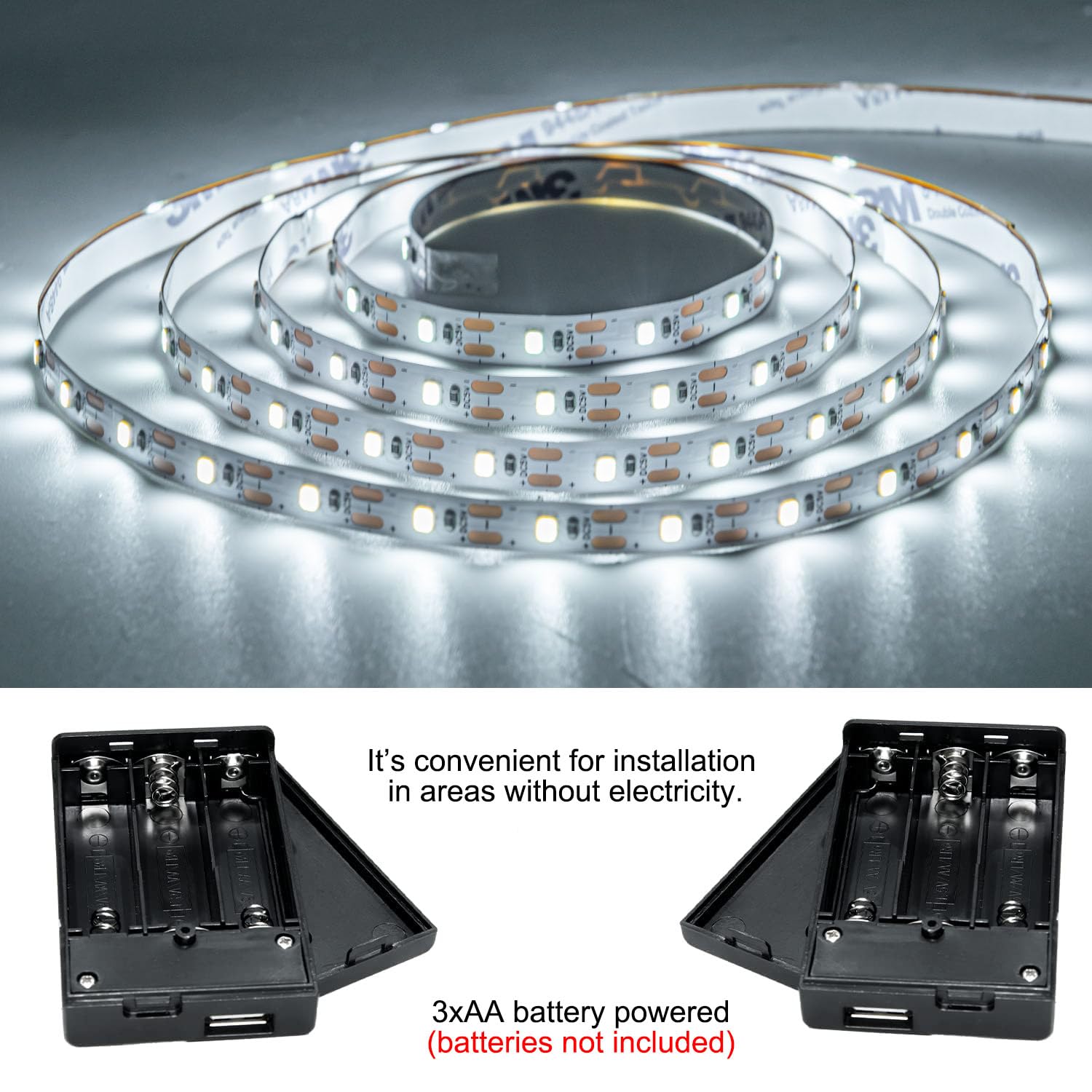 13.2ft Battery Powered LED Strip Lights - Flexible USB Light Strips for Bedroom, DIY, Wedding & Christmas Decor (2 Pack, Non-Waterproof) - Perfect for Gift Giving & Party Lighting