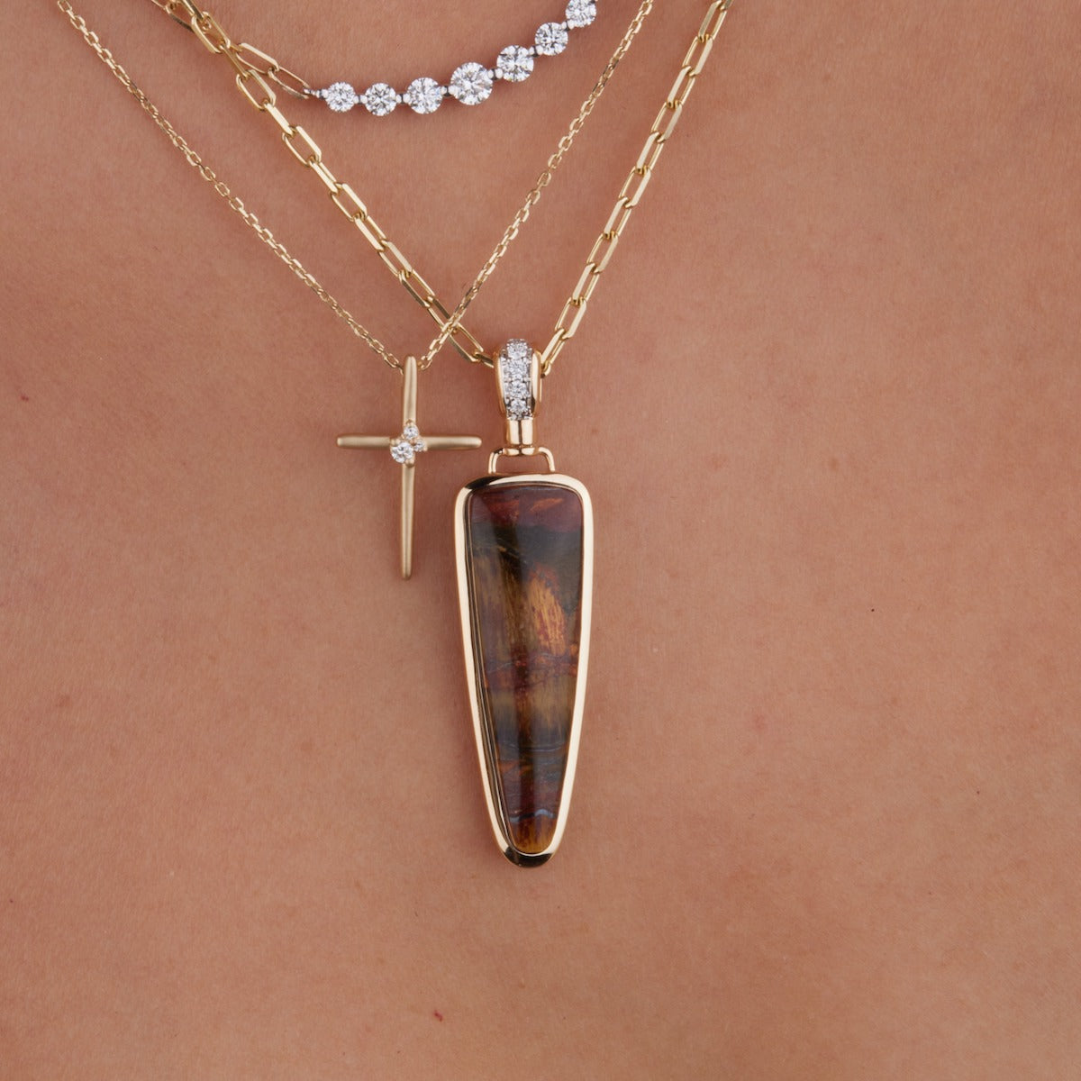 Natural Tiger's Eye Stone Necklace for Women - Healing Crystal Jewelry for Protection & Confidence - Perfect for Meditation, Gifts & Everyday Wear