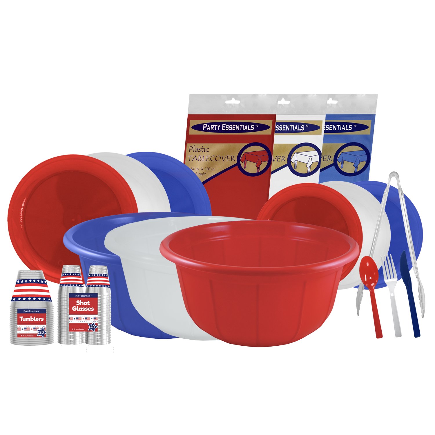 Patriotic Party Plates - 6 Inch Disposable Hard Plastic Plates in Red, White & Blue - 20 Count for 4th of July, Memorial Day & Independence Day Celebrations