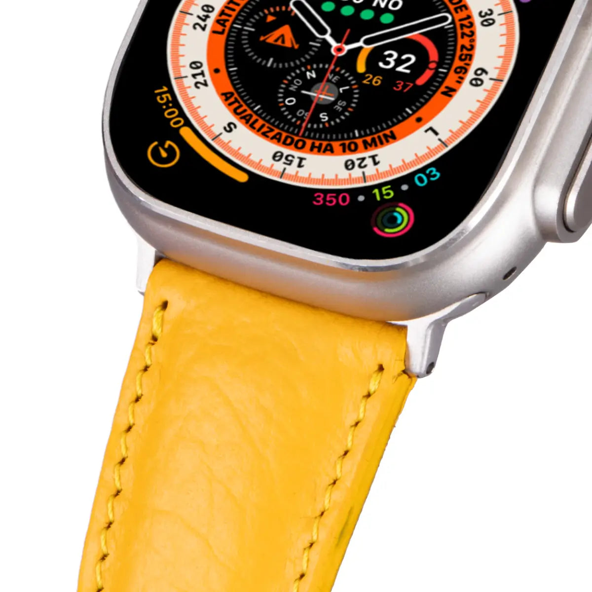 Premium Yellow Leather Apple Watch Band - Classic Strap for Apple Watch Series 9/8/7/SE/6/5/4/3/2/1 - Fashionable & Durable Replacement Strap for Work, Gym & Everyday Wear