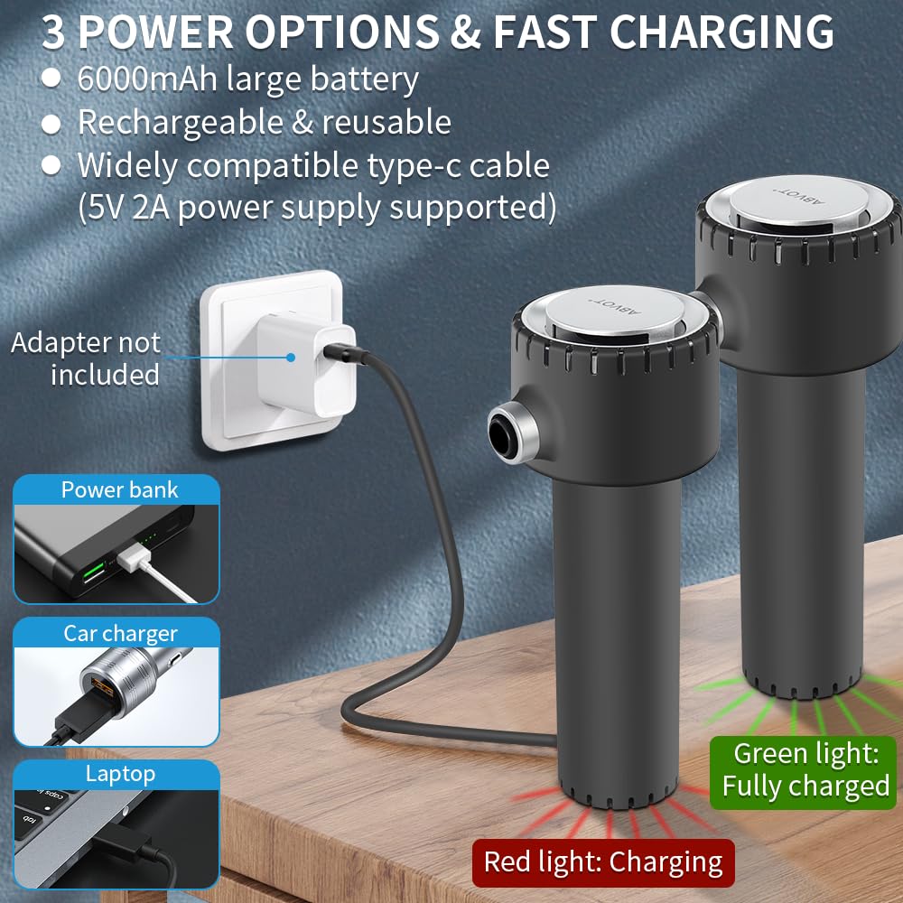 Rechargeable Electric Air Duster - 45000 RPM Cordless Dust Blower with 6000mAh Battery | Powerful Compressed Air for Computer Keyboard Cleaning, Electronics & Office Use | Portable Electronic Air Can Replacement